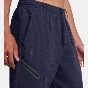 UNDER ARMOUR  Sz M Unstoppable Fleece Grid Men's Joggers Men's Navy 1386544-410